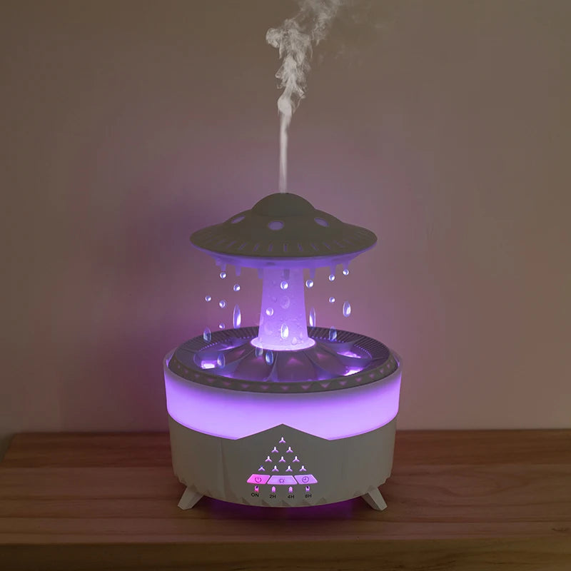 350ml Aroma Air Humidifier Mini Usb Remote Control Raindrop Colorful Light Aromatherapy Room Rain Cloud Aroma Oil  Diffuser