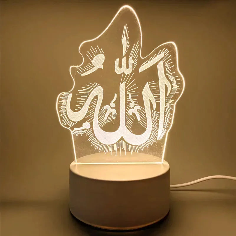 Luminous Islamic Elegance – 3D Acrylic LED Night Light for Ramadan & Eid