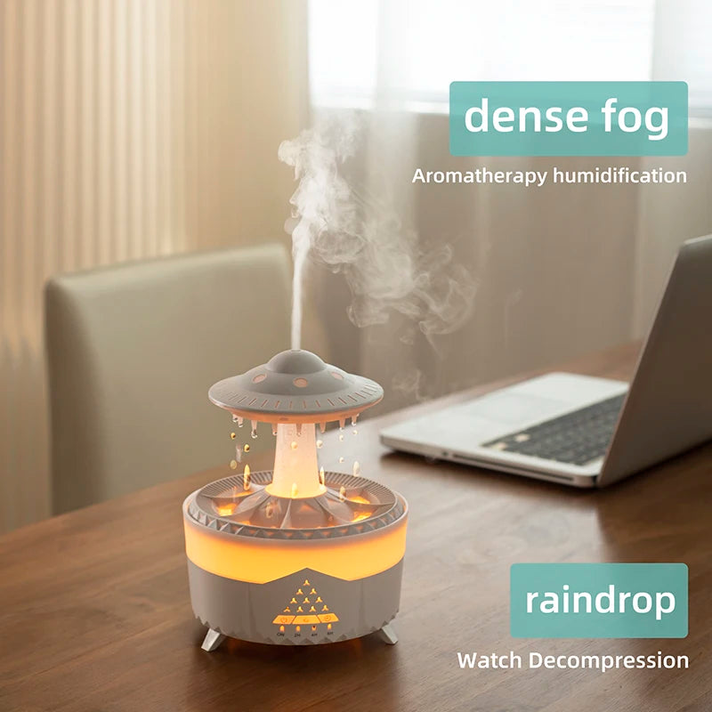 350ml Aroma Air Humidifier Mini Usb Remote Control Raindrop Colorful Light Aromatherapy Room Rain Cloud Aroma Oil  Diffuser