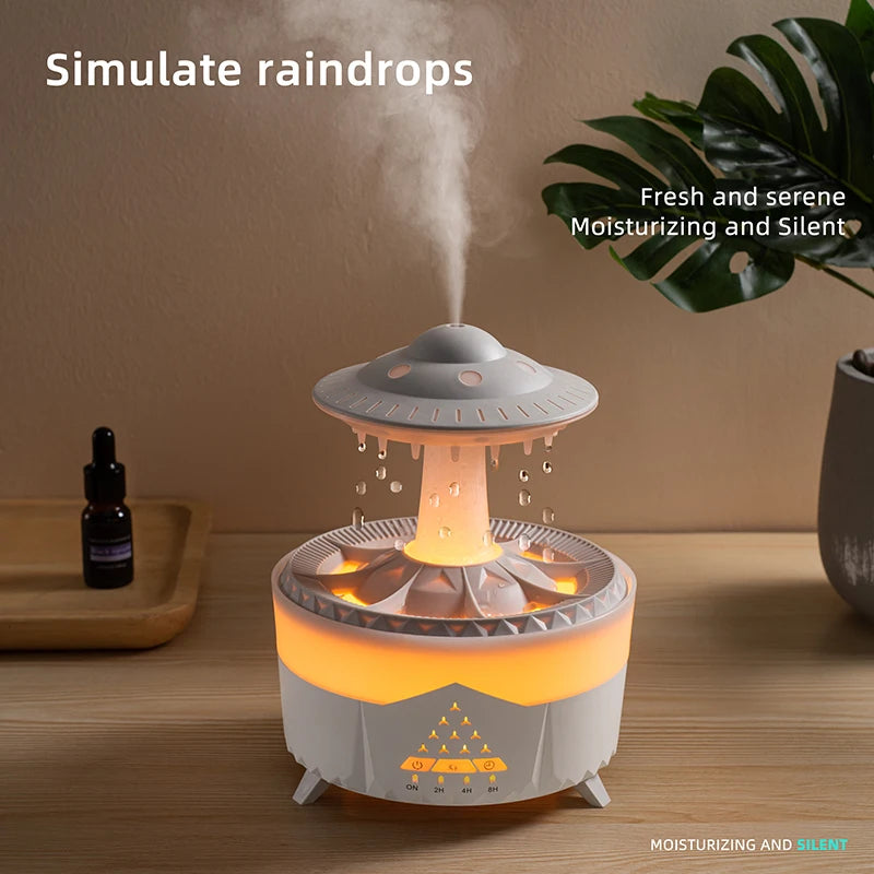 350ml Aroma Air Humidifier Mini Usb Remote Control Raindrop Colorful Light Aromatherapy Room Rain Cloud Aroma Oil  Diffuser