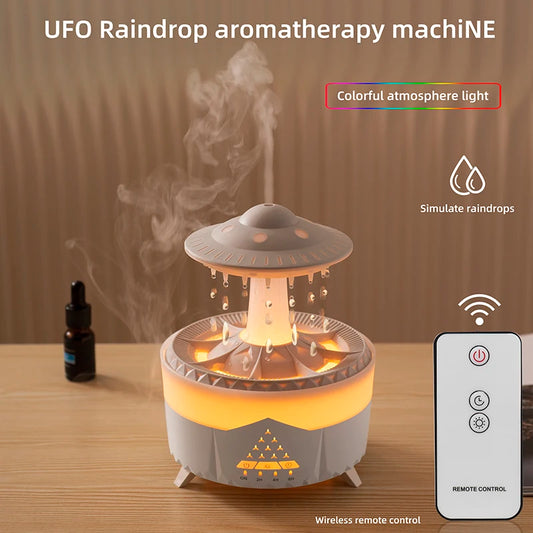 350ml Aroma Air Humidifier Mini Usb Remote Control Raindrop Colorful Light Aromatherapy Room Rain Cloud Aroma Oil  Diffuser