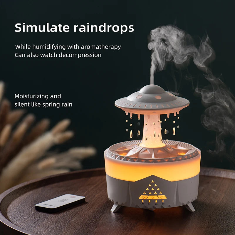 350ml Aroma Air Humidifier Mini Usb Remote Control Raindrop Colorful Light Aromatherapy Room Rain Cloud Aroma Oil  Diffuser