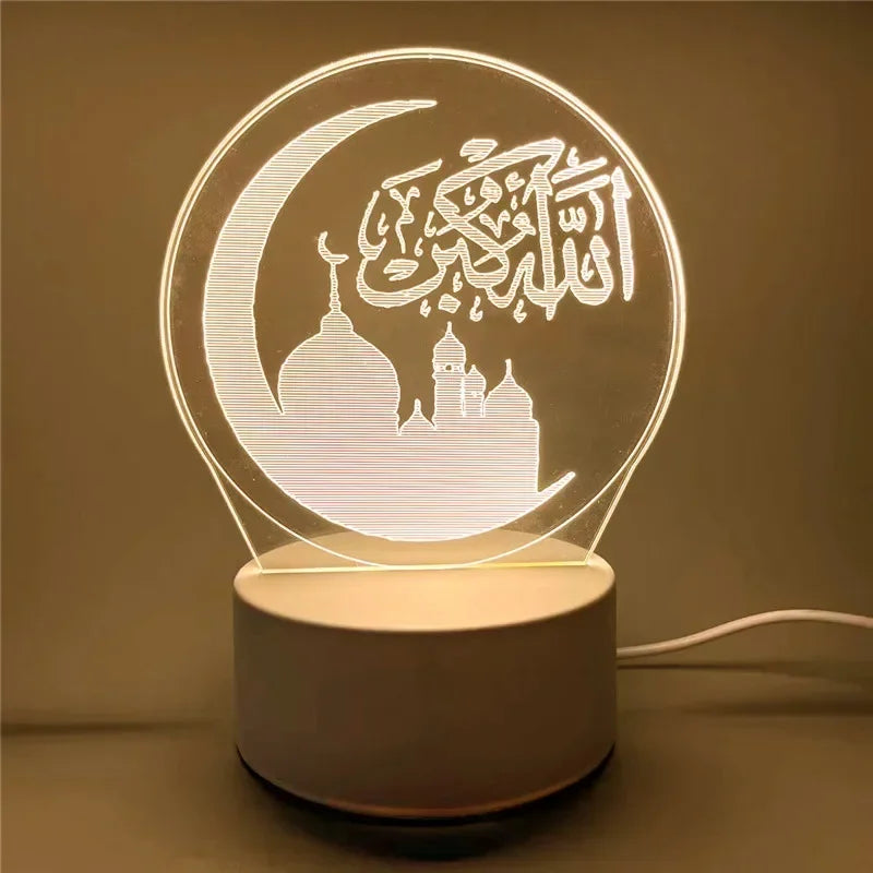 Luminous Islamic Elegance – 3D Acrylic LED Night Light for Ramadan & Eid