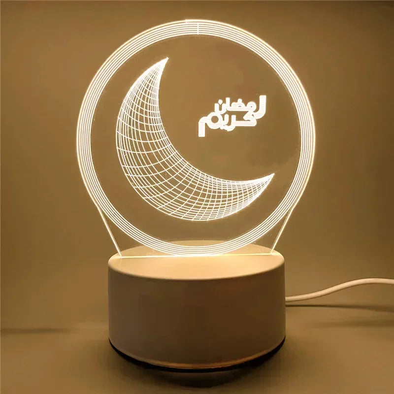 Luminous Islamic Elegance – 3D Acrylic LED Night Light for Ramadan & Eid