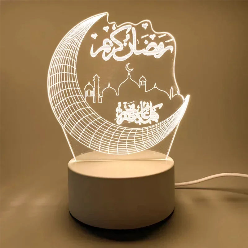 Luminous Islamic Elegance – 3D Acrylic LED Night Light for Ramadan & Eid