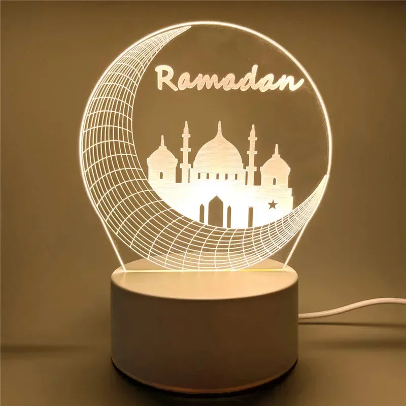 Luminous Islamic Elegance – 3D Acrylic LED Night Light for Ramadan & Eid