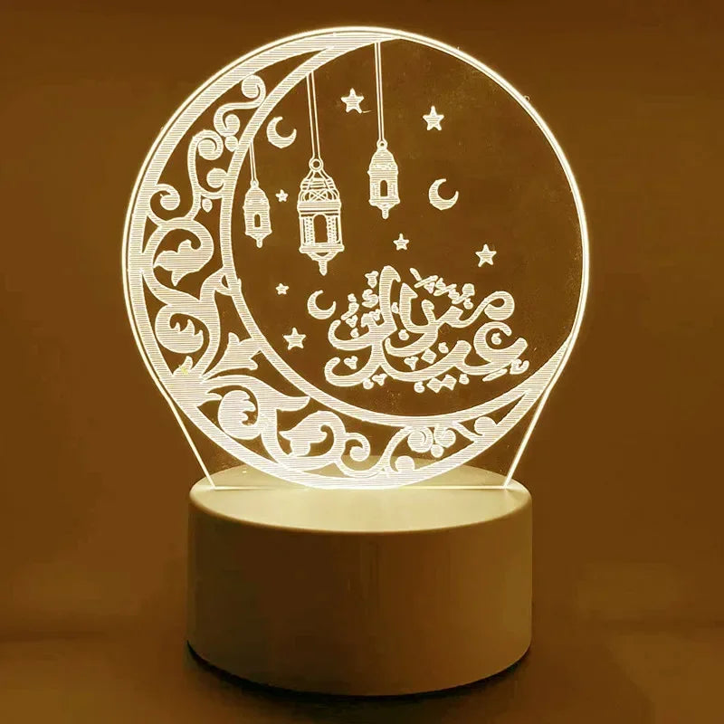 Luminous Islamic Elegance – 3D Acrylic LED Night Light for Ramadan & Eid