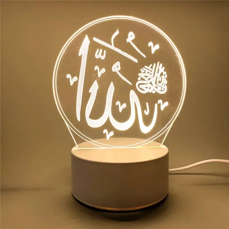 Luminous Islamic Elegance – 3D Acrylic LED Night Light for Ramadan & Eid