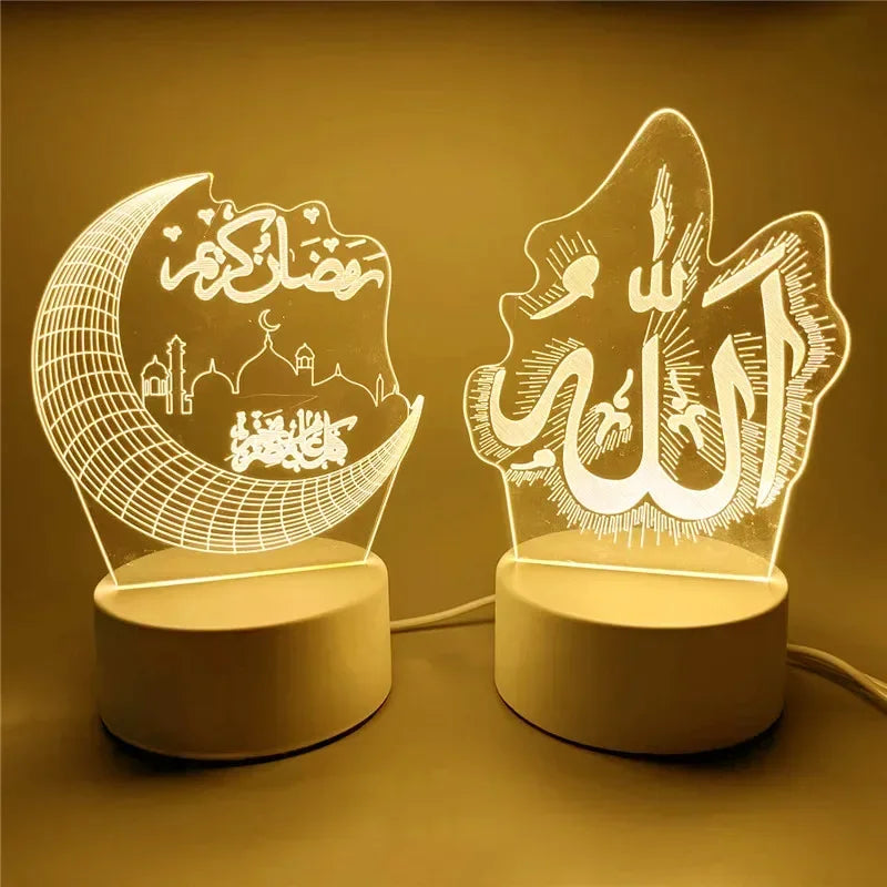 Luminous Islamic Elegance – 3D Acrylic LED Night Light for Ramadan & Eid