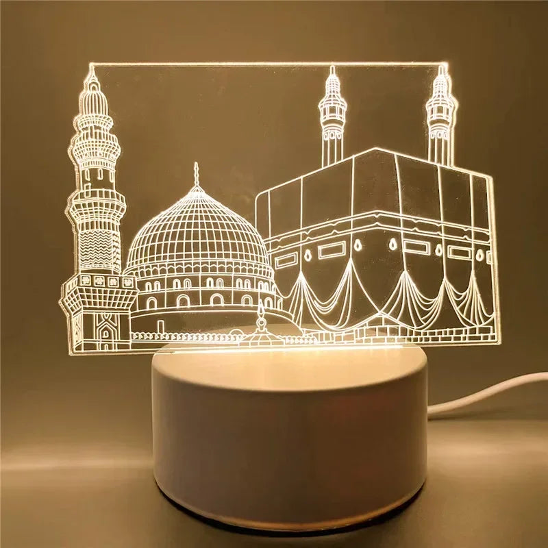 Luminous Islamic Elegance – 3D Acrylic LED Night Light for Ramadan & Eid