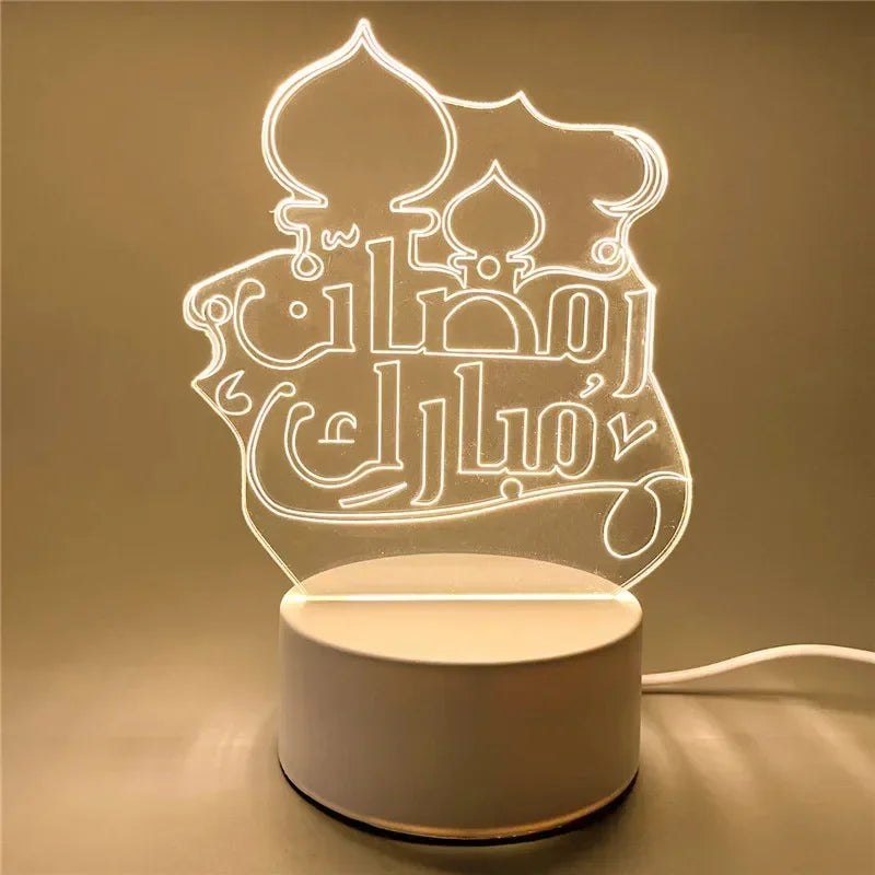 Luminous Islamic Elegance – 3D Acrylic LED Night Light for Ramadan & Eid