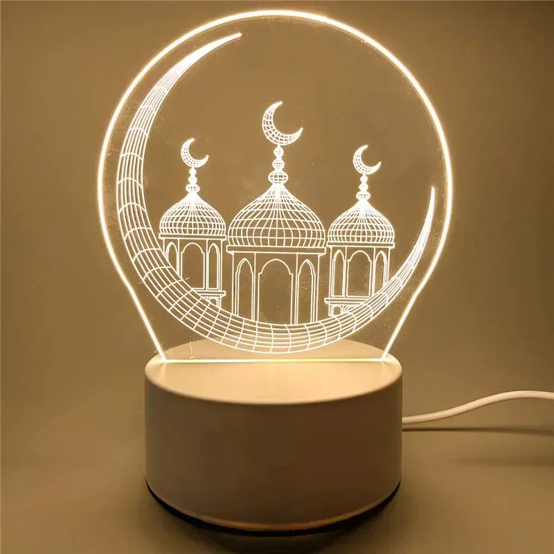 Luminous Islamic Elegance – 3D Acrylic LED Night Light for Ramadan & Eid