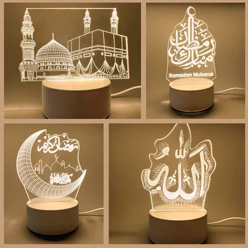 Luminous Islamic Elegance – 3D Acrylic LED Night Light for Ramadan & Eid