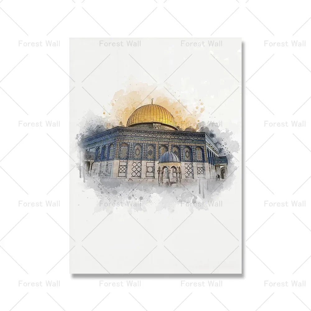 Mosque Nabawi & Kaaba Wall Art – 3-Piece Islamic Canvas Set