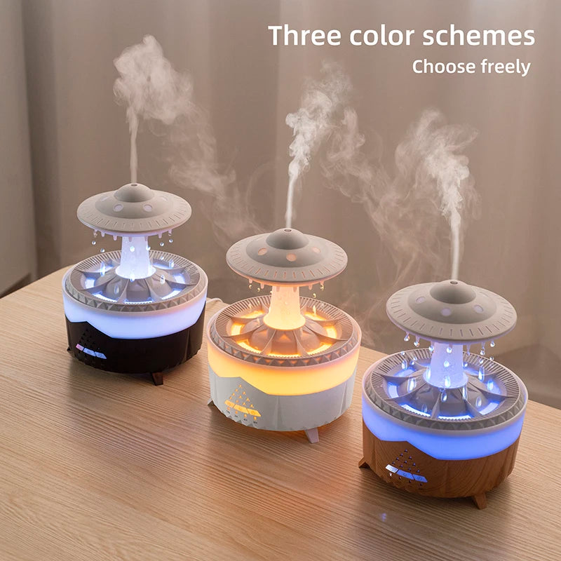 350ml Aroma Air Humidifier Mini Usb Remote Control Raindrop Colorful Light Aromatherapy Room Rain Cloud Aroma Oil  Diffuser